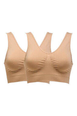 Rhonda Shear Women's 2pk Ahh Generation Bra Beige - Regular